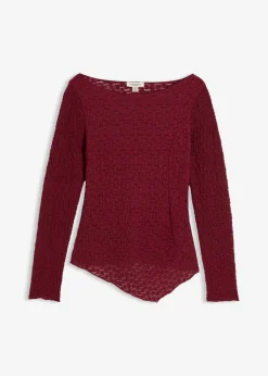 bonprix bonprix Camisetas>Camiseta de encaje de manga larga mora oscuro