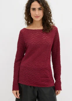 bonprix bonprix Camisetas>Camiseta de encaje de manga larga mora oscuro