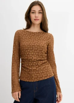 Mujer bonprix bonprix Camiseta de encaje de manga larga