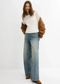 Mujer bonprix bonprix Camiseta de encaje de manga larga