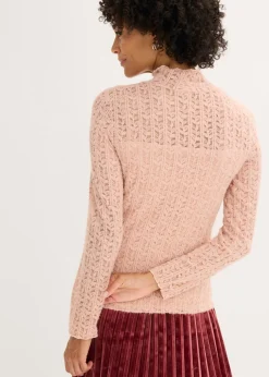 Mujer bonprix bonprix Camiseta de encaje y cuello vuelto