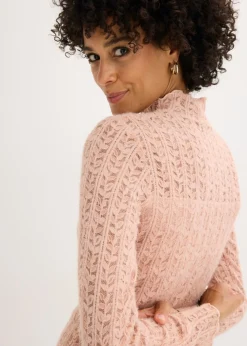 Mujer bonprix bonprix Camiseta de encaje y cuello vuelto