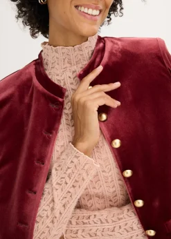 Mujer bonprix bonprix Camiseta de encaje y cuello vuelto