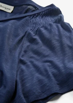 bonprix bonprix Camisetas>Camiseta de hilo flameado con mangas de murciélago Azul oscuro