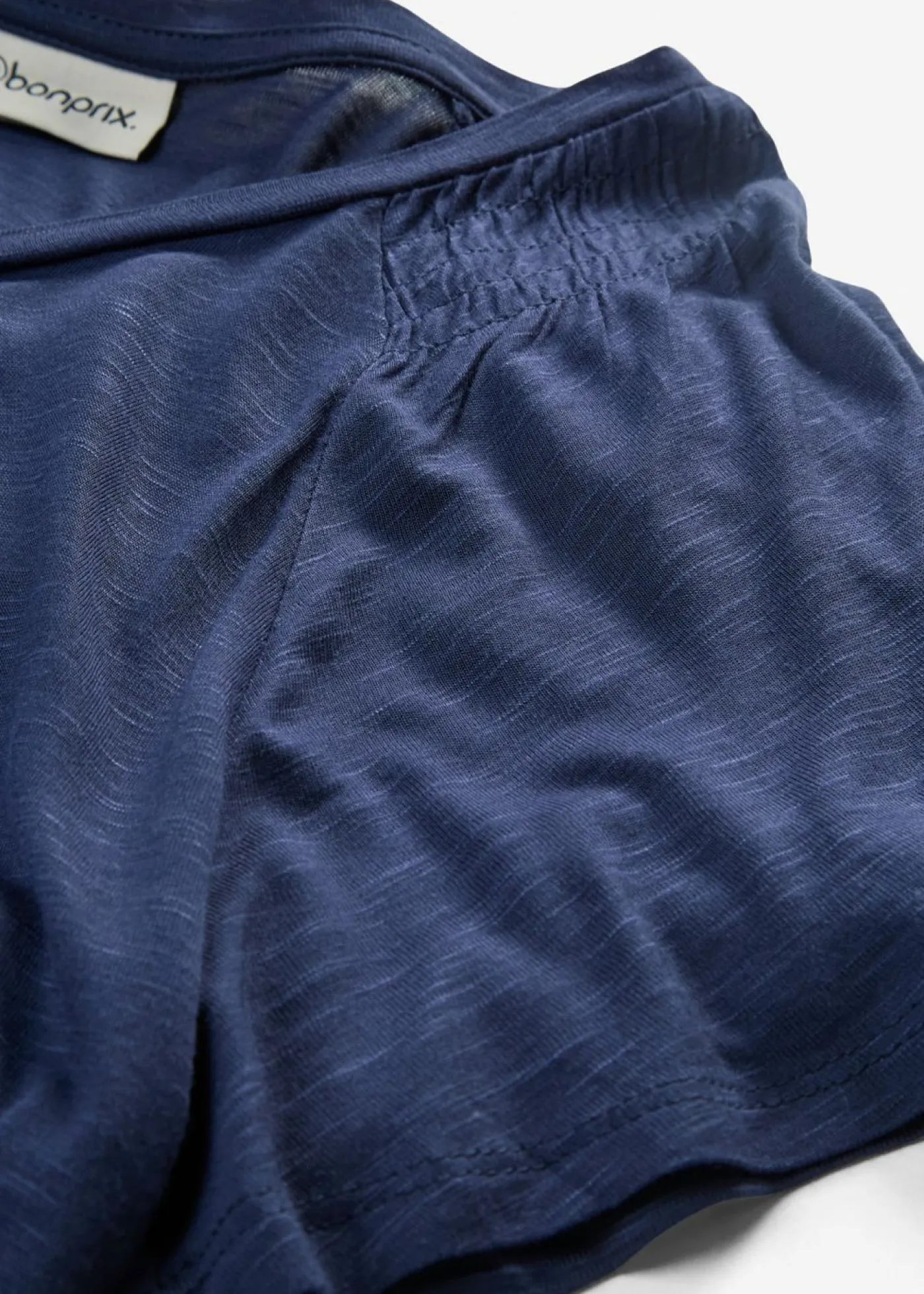 bonprix bonprix Camisetas>Camiseta de hilo flameado con mangas de murciélago Azul oscuro