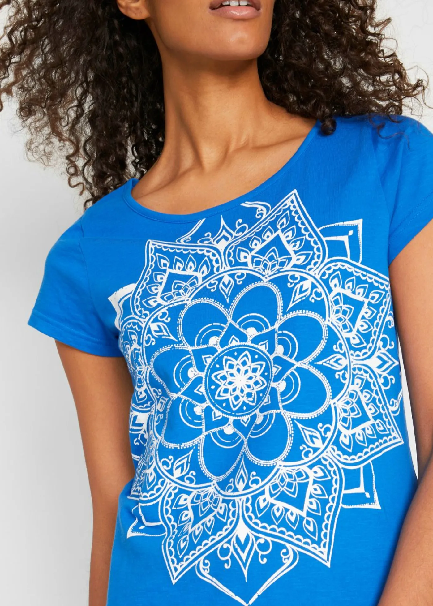 bonprix bonprix Camisetas>Camiseta de hilo flameado de manga corta Azul con estampado gráfico