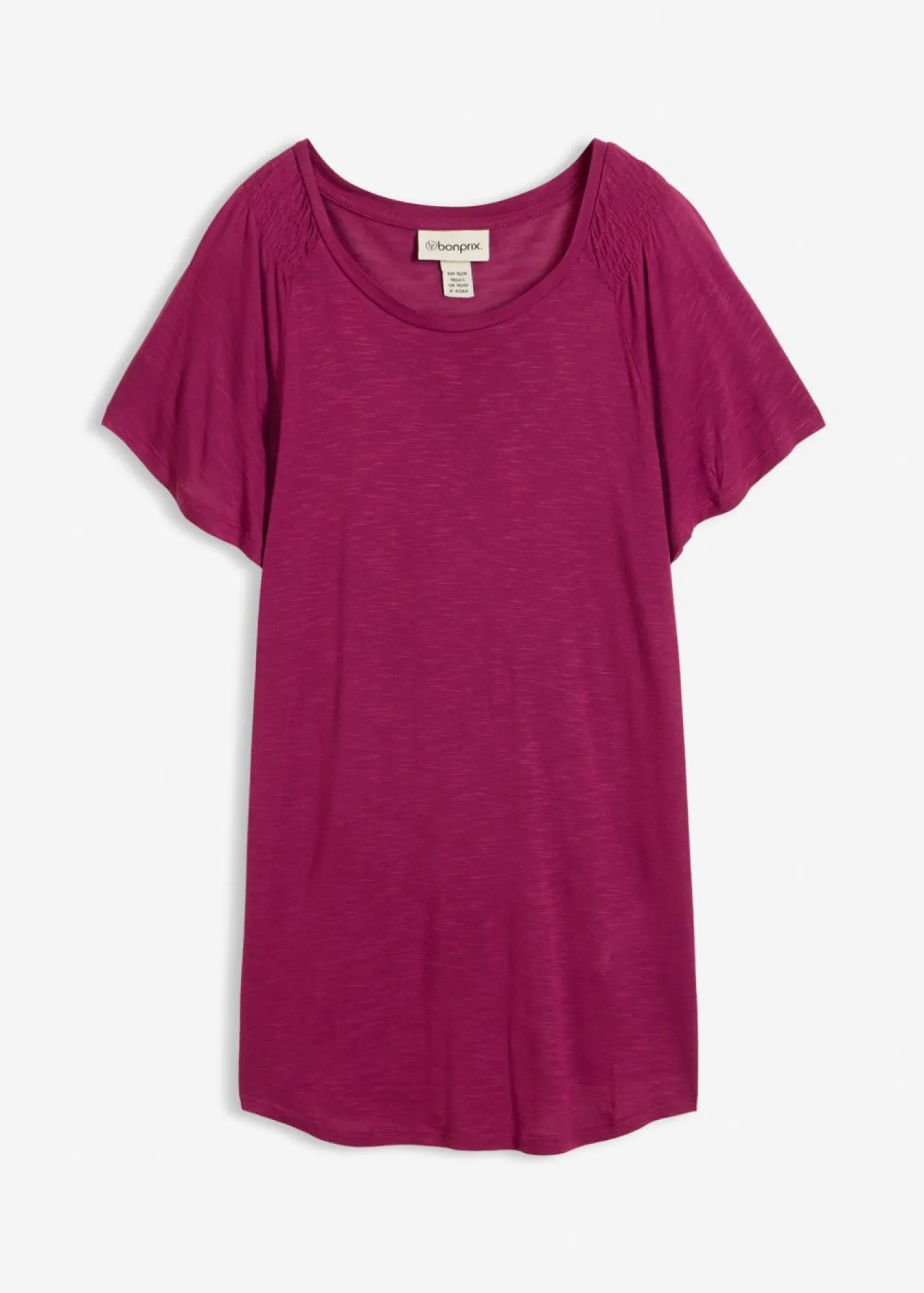 Mujer bonprix bonprix Camiseta de hilo flameado con mangas de murciélago