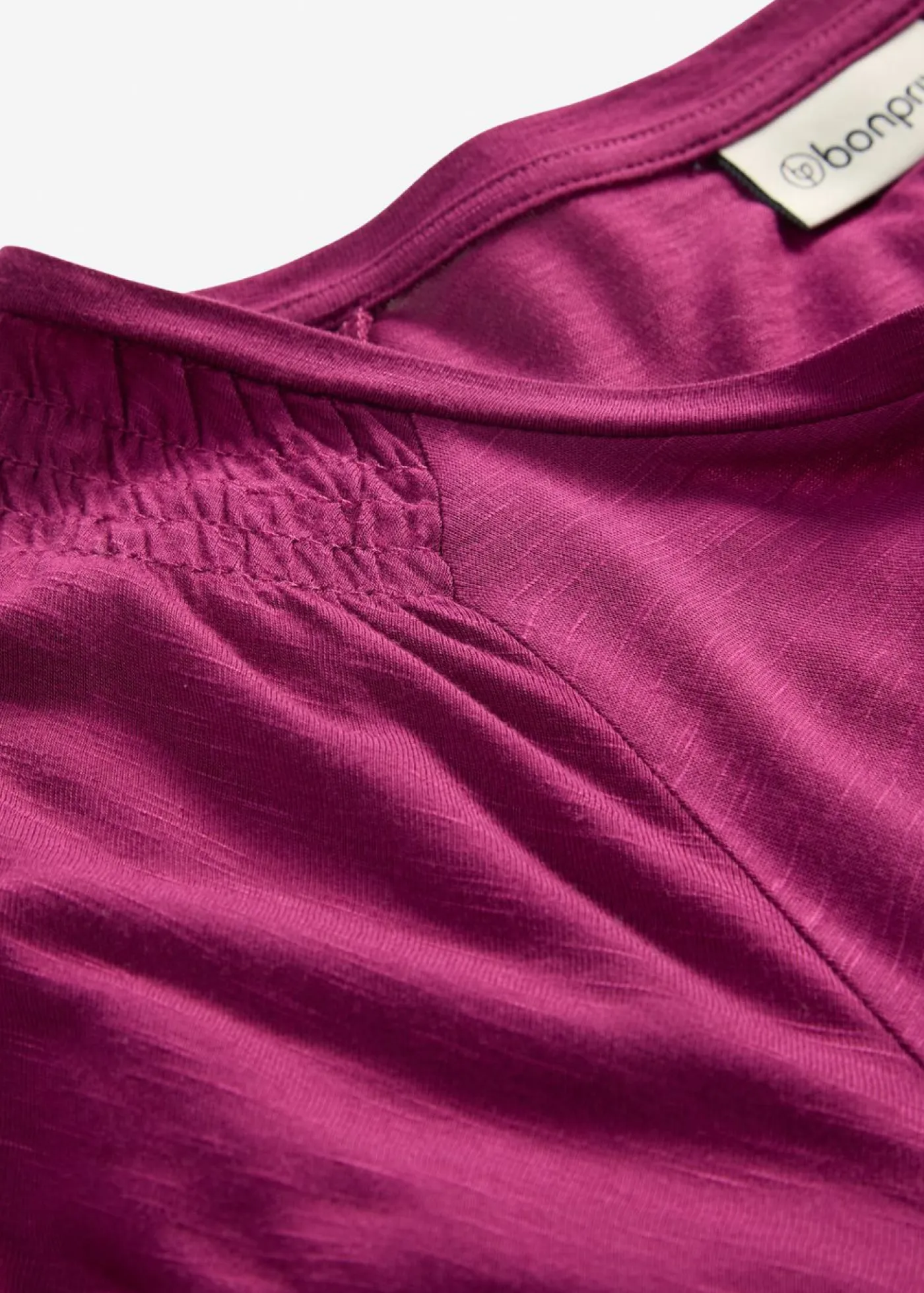 Mujer bonprix bonprix Camiseta de hilo flameado con mangas de murciélago