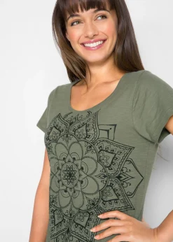 Mujer bonprix bonprix Camiseta de hilo flameado de manga corta