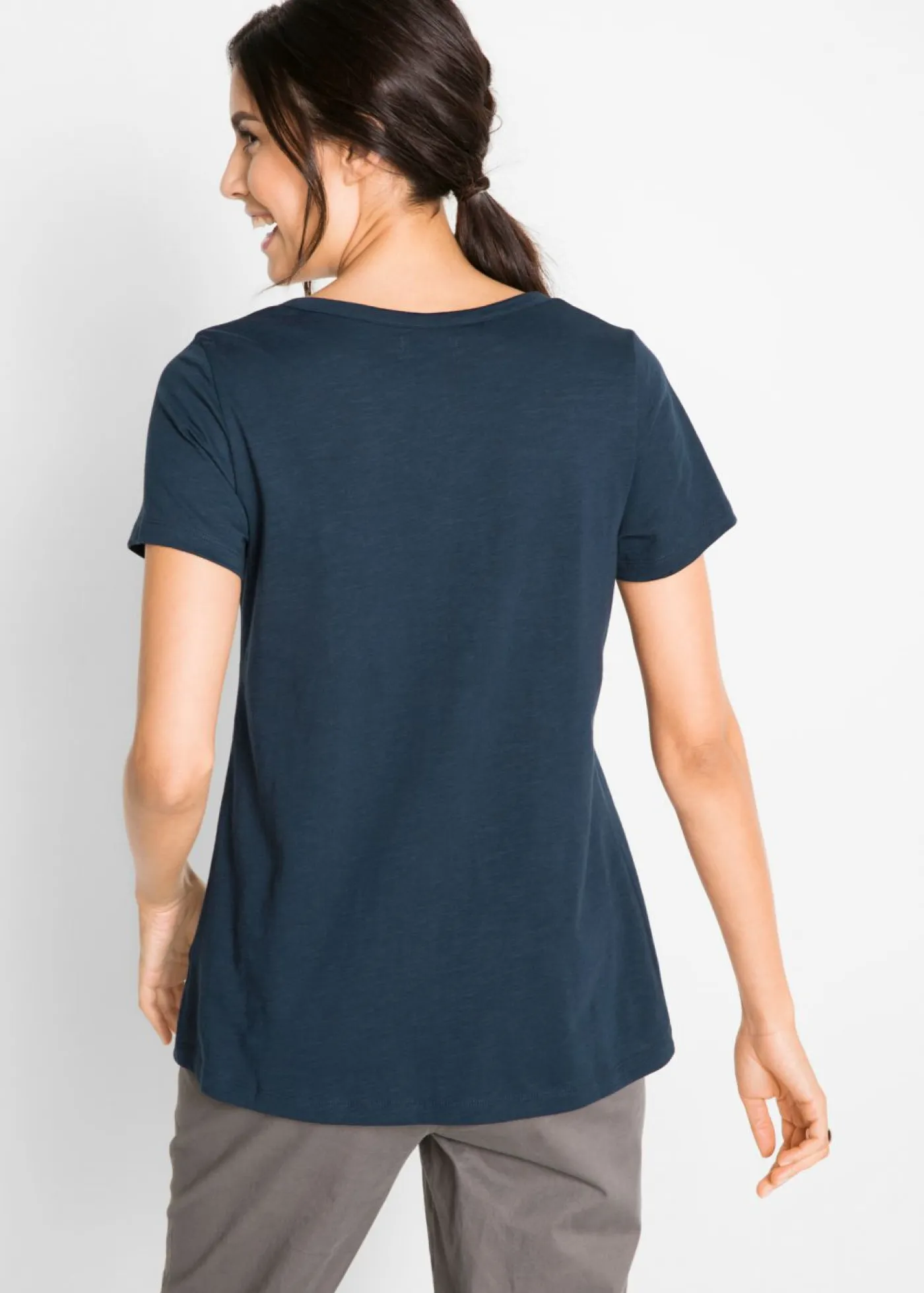 Mujer bonprix bonprix Camiseta de hilo flameado de algodón con manga corta