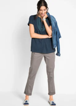 Mujer bonprix bonprix Camiseta de hilo flameado de algodón con manga corta