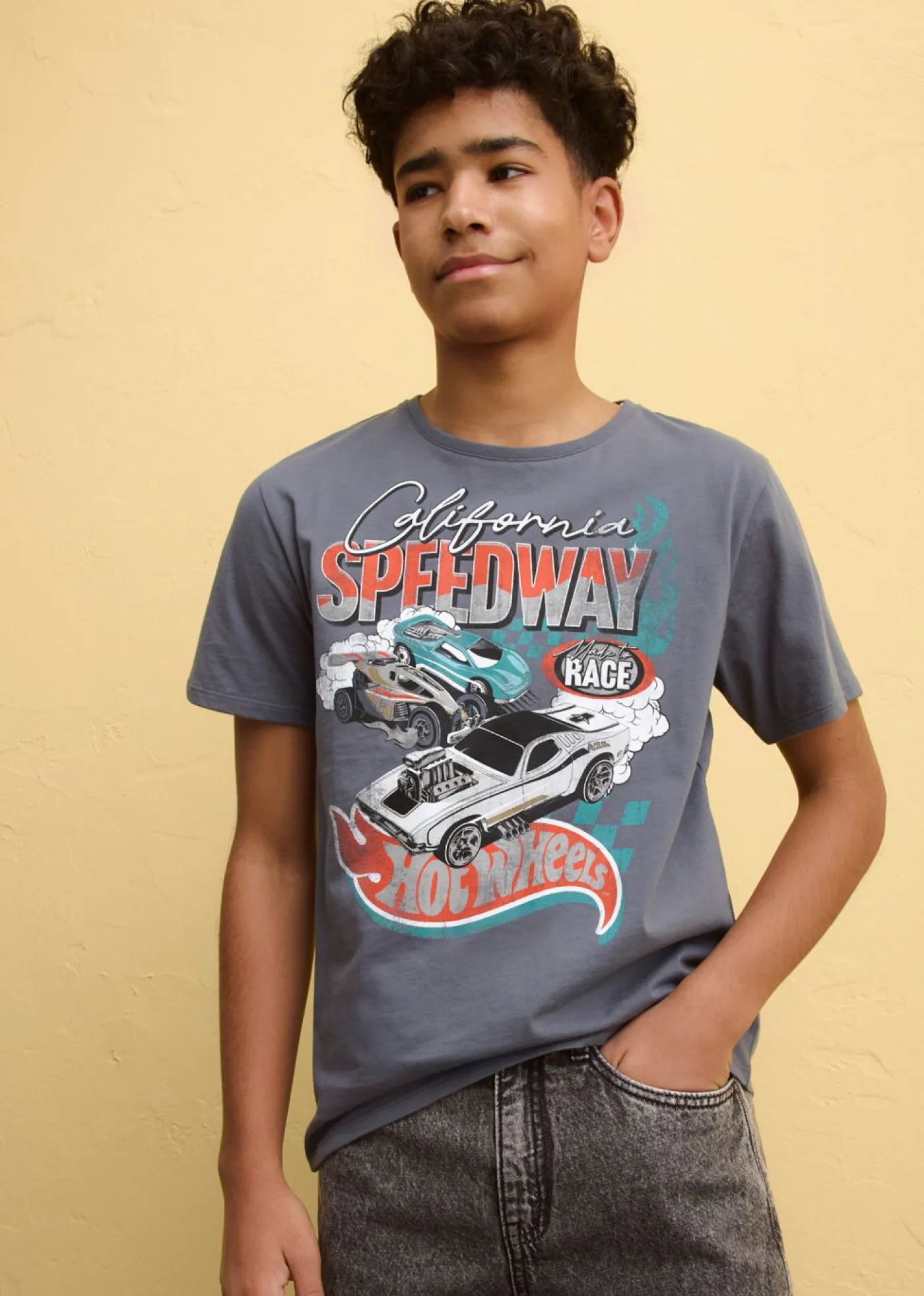 bonprix HOT WHEELS Ropa 9 A 16 Años·Camisetas>Camiseta de Hot Wheels de algodón puro Gris estampado