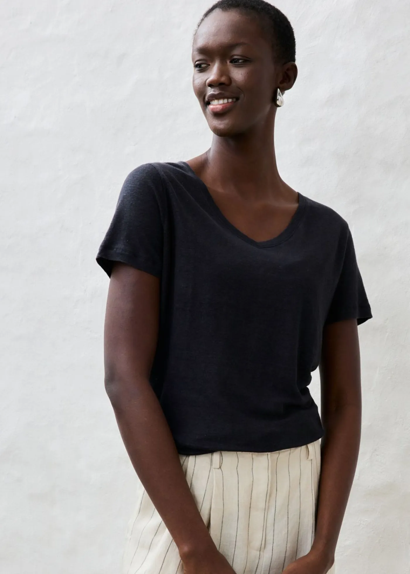 bonprix bonprix Premium|Camisetas>Camiseta de lino puro Negro