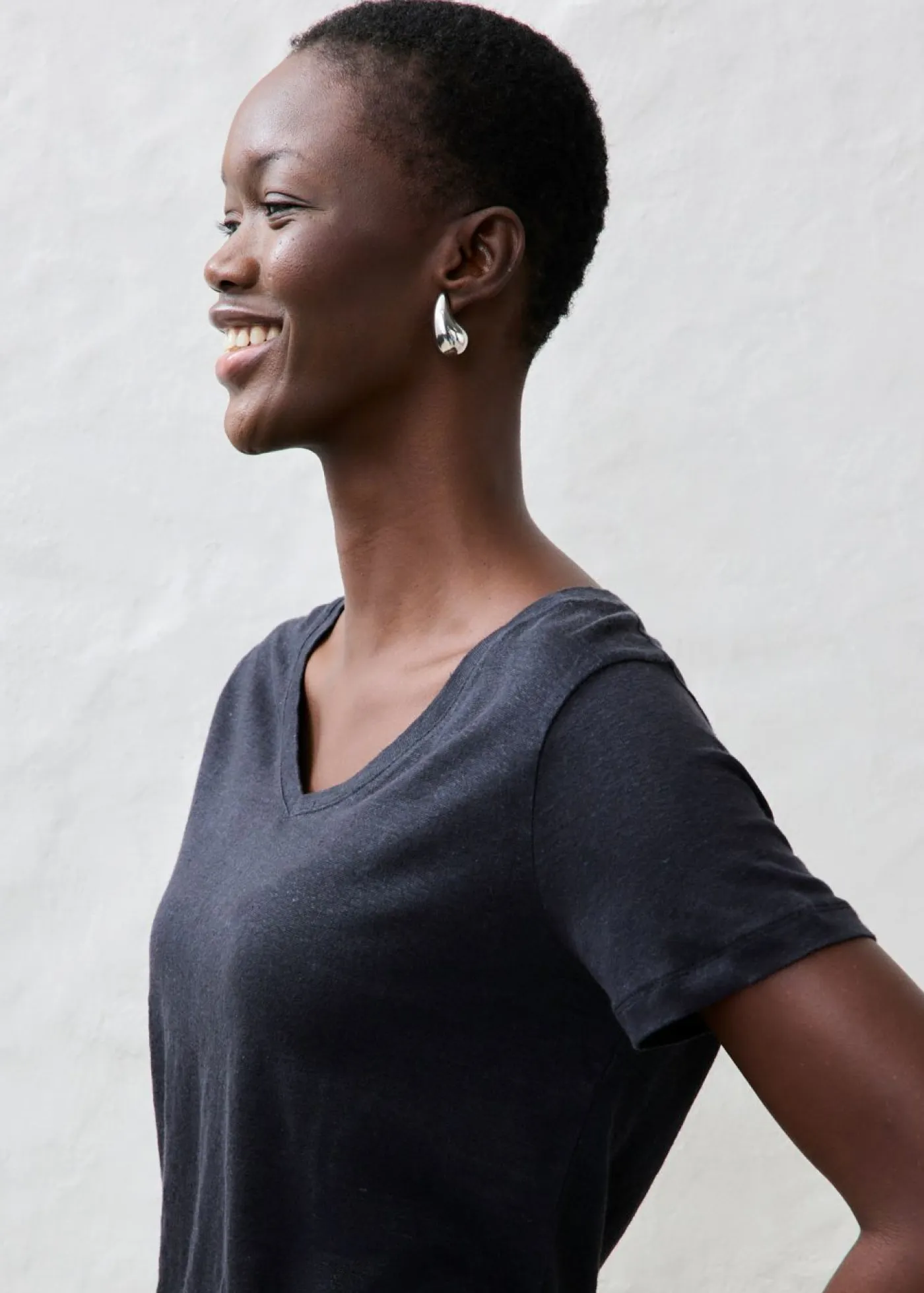 bonprix bonprix Premium|Camisetas>Camiseta de lino puro Negro