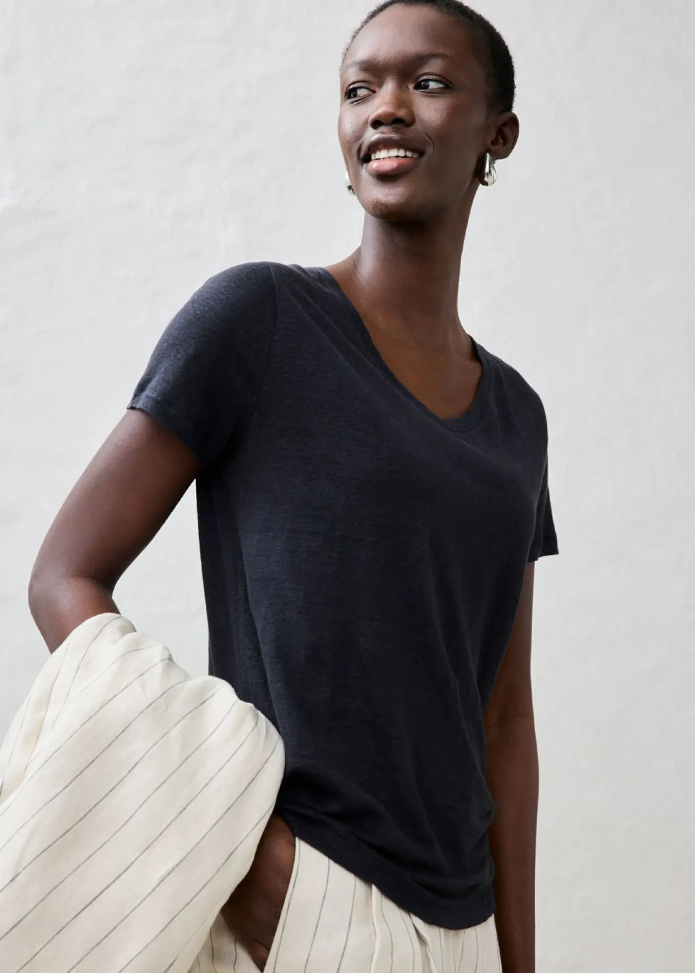 bonprix bonprix Premium|Camisetas>Camiseta de lino puro Negro