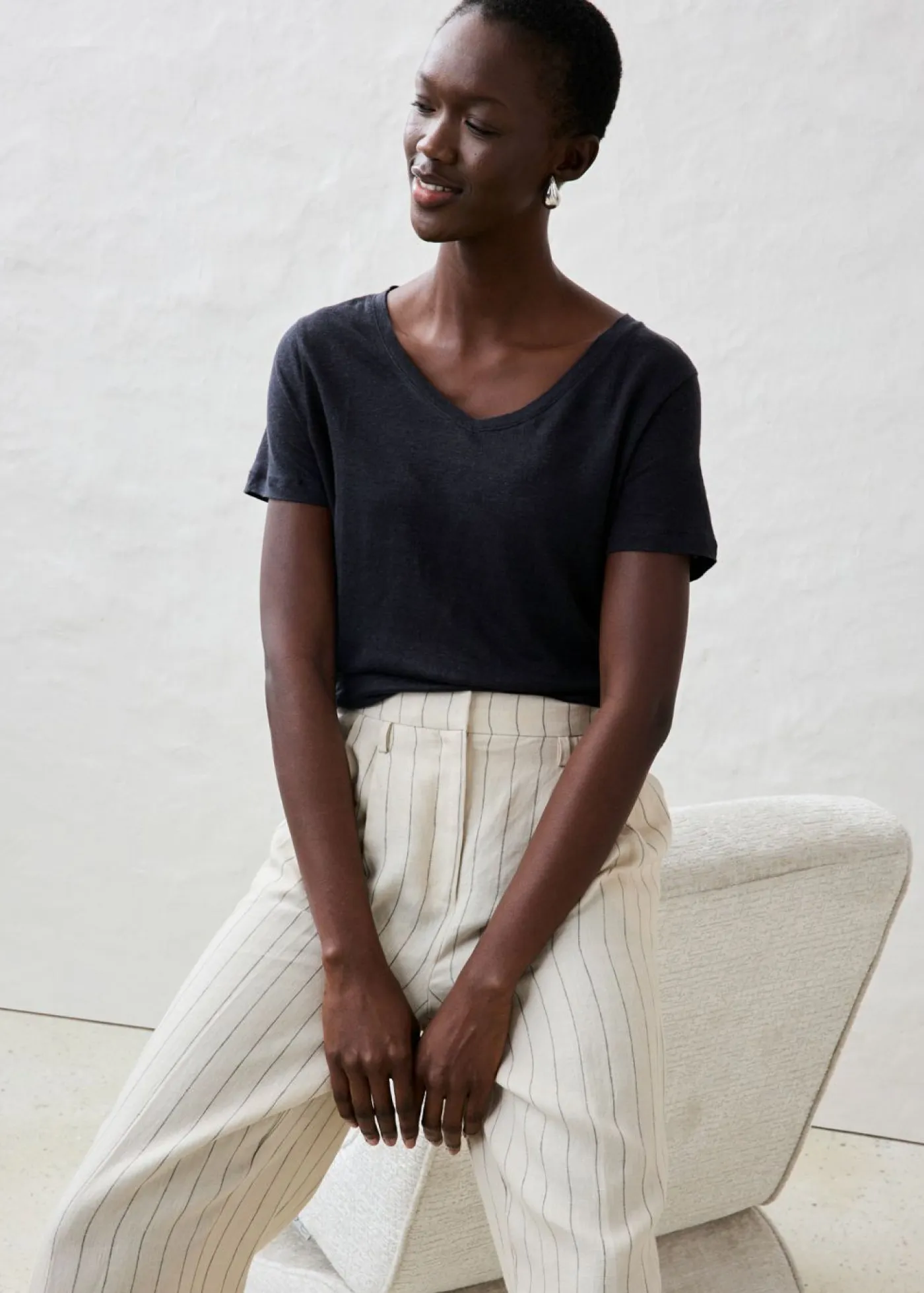 bonprix bonprix Premium|Camisetas>Camiseta de lino puro Negro