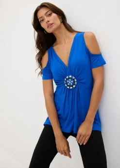 Mujer bonprix bonprix Camiseta de malla con hombros al descubierto