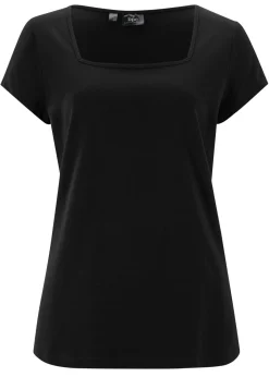 bonprix bonprix Básicos|Camisetas>Camiseta de manga corta con escote cuadrado Negro