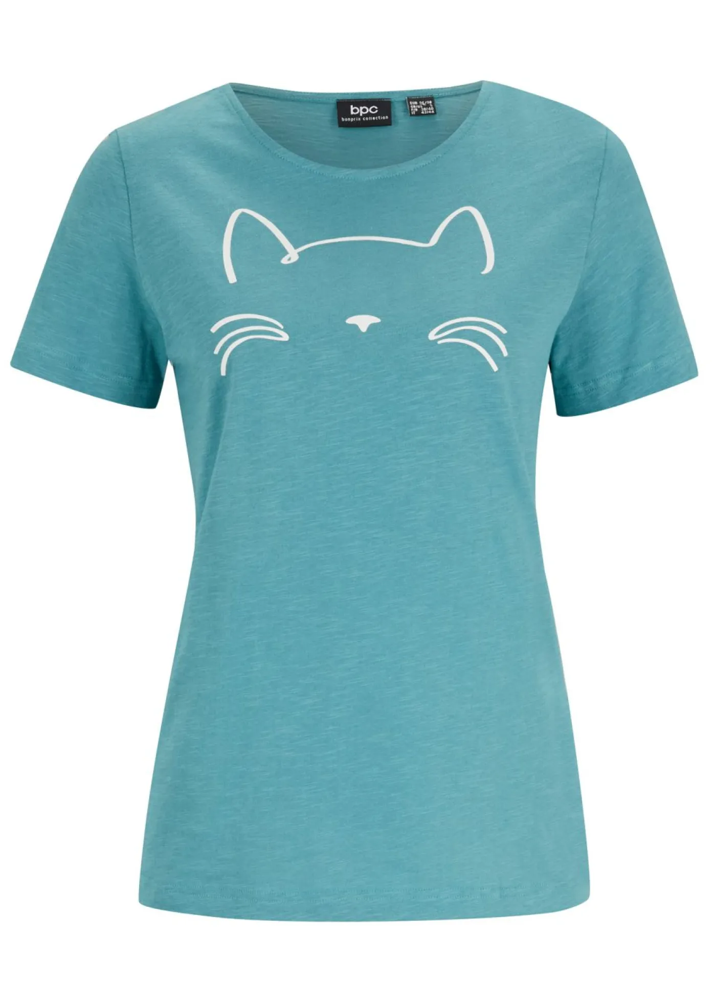 Mujer bonprix bonprix Camiseta de manga corta con estampado de gatos