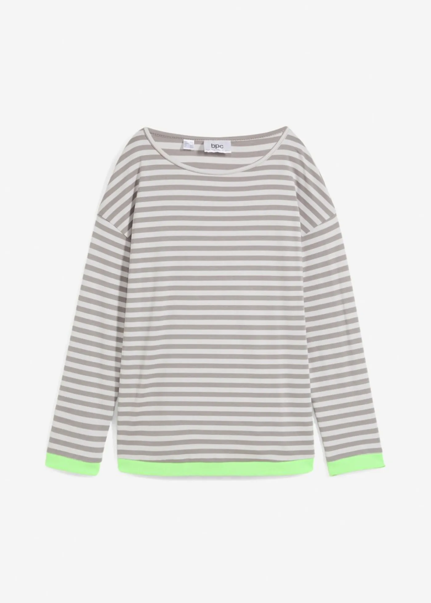 bonprix bonprix Camisetas>Camiseta de manga larga Plata mate/gris de rayas horizontales