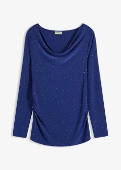 bonprix bonprix Camisetas>Camiseta de manga larga azul oxford topos