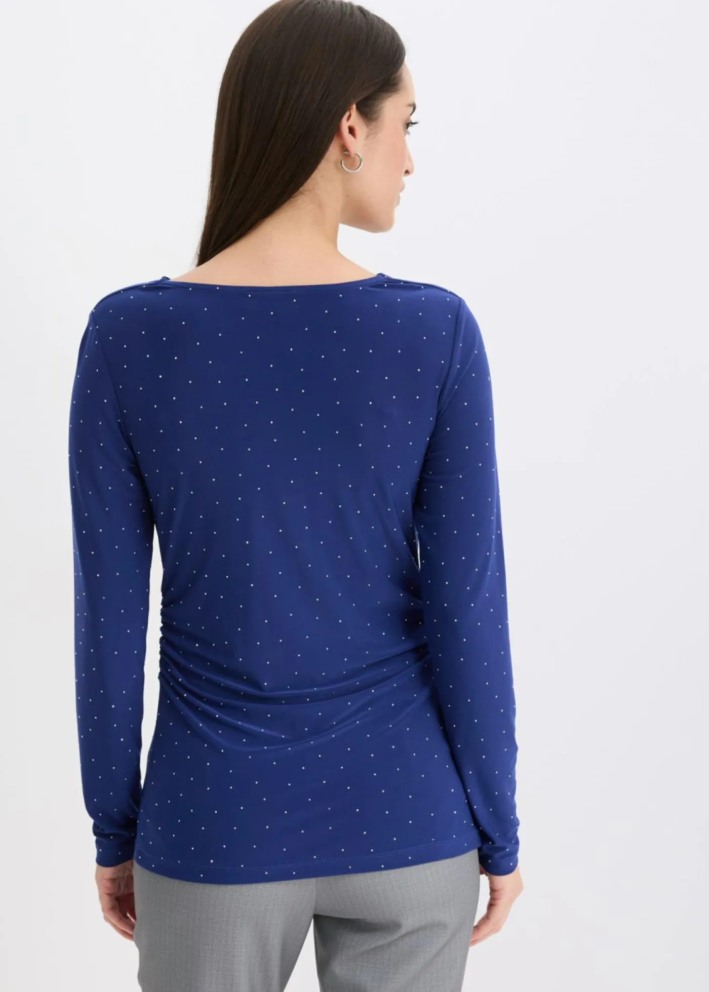 bonprix bonprix Camisetas>Camiseta de manga larga azul oxford topos