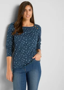 bonprix bonprix Camisetas>Camiseta de manga larga Azul oscuro