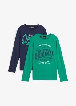bonprix bonprix Ropa 9 A 16 Años·Camisetas|Ropa 9 A 16 Años·Packs De Ropa>Camiseta de manga larga azul marino+verde menta