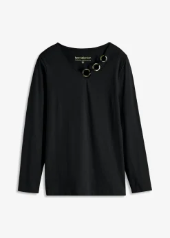 Mujer bonprix bonprix Camiseta de manga larga con ojales