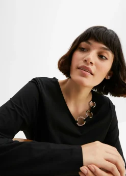 Mujer bonprix bonprix Camiseta de manga larga con ojales