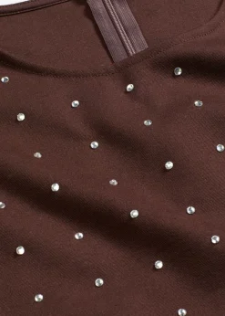 Mujer bonprix bonprix Camiseta de manga larga con aplicación de piedras brillantes