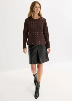 Mujer bonprix bonprix Camiseta de manga larga con aplicación de piedras brillantes