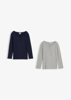 Niños bonprix bonprix Camiseta de manga larga con algodón orgánico (2 unidades)