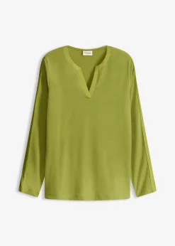 Mujer bonprix bonprix Camiseta de manga larga con ribete de satén