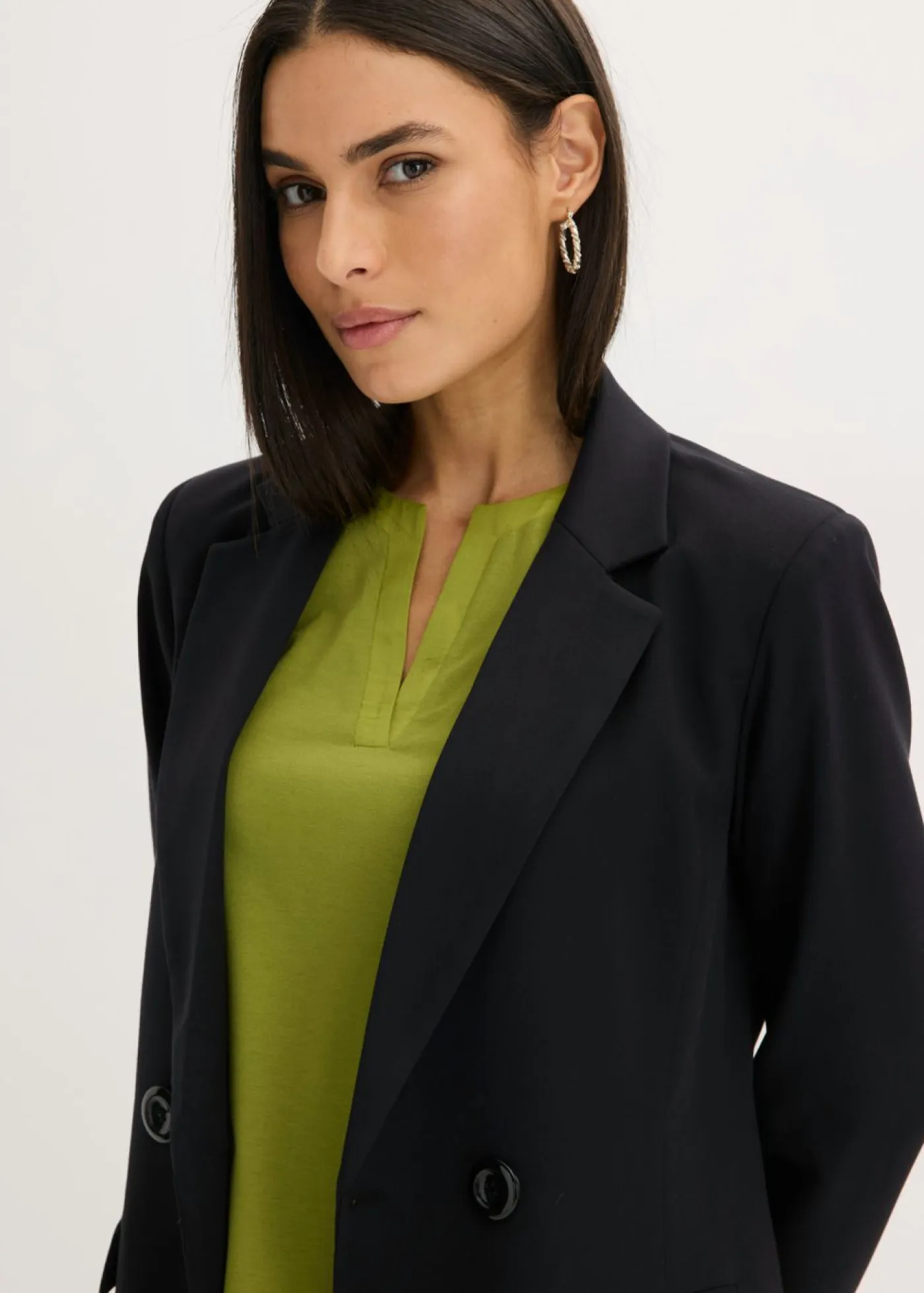 Mujer bonprix bonprix Camiseta de manga larga con ribete de satén