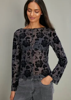 Mujer bonprix bonprix Camiseta de manga larga con leve transparencia