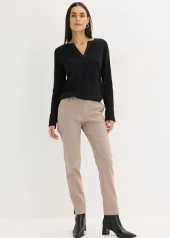 Mujer bonprix bonprix Camiseta de manga larga con ribete de satén