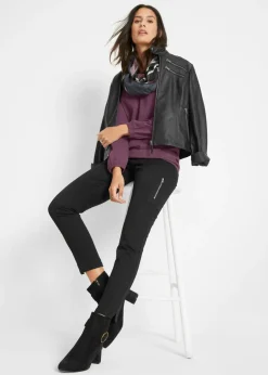 Mujer bonprix bonprix Camiseta de manga larga con elástico de algodón puro