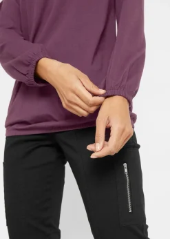 Mujer bonprix bonprix Camiseta de manga larga con elástico de algodón puro