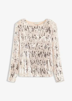 Mujer bonprix bonprix Camiseta de manga larga con lentejuelas