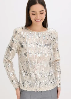 Mujer bonprix bonprix Camiseta de manga larga con lentejuelas