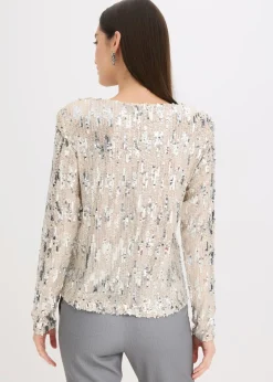 Mujer bonprix bonprix Camiseta de manga larga con lentejuelas