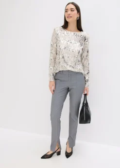 Mujer bonprix bonprix Camiseta de manga larga con lentejuelas