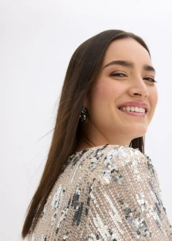 Mujer bonprix bonprix Camiseta de manga larga con lentejuelas