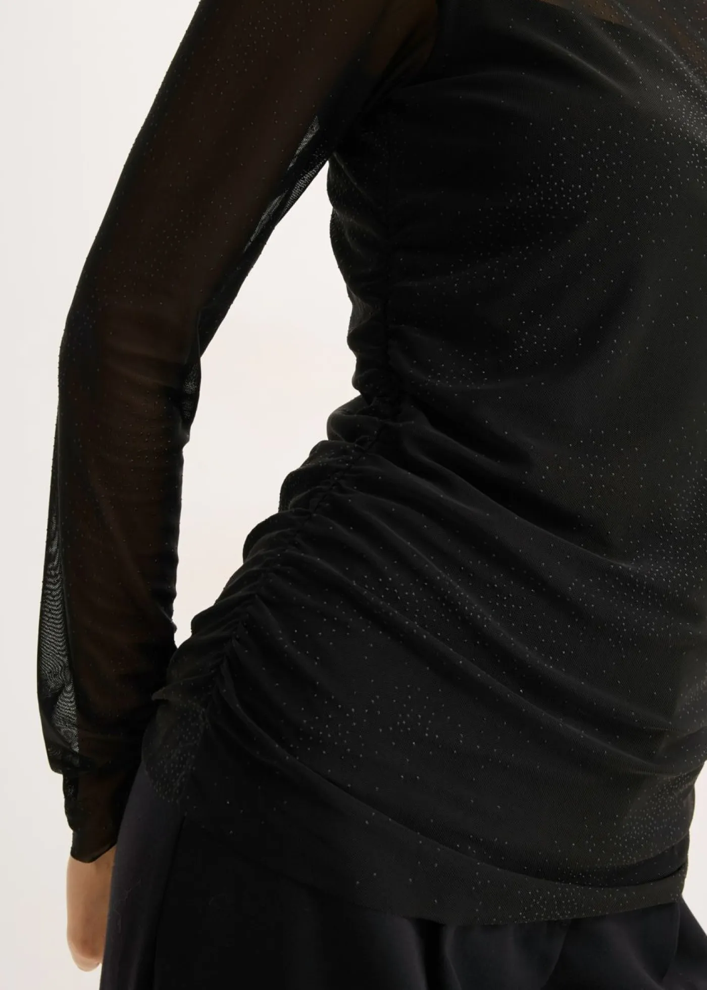 bonprix bonprix Camisetas>Camiseta de manga larga con delicada malla Negro