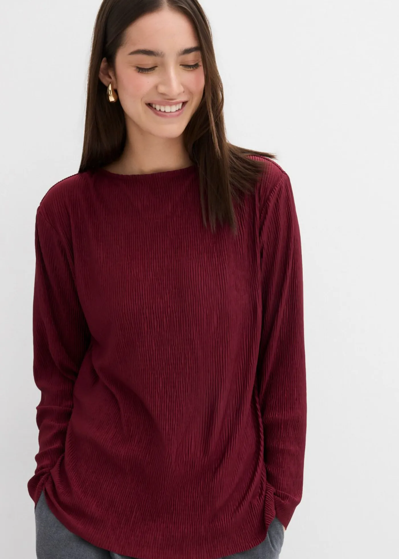 Mujer bonprix bonprix Camiseta de manga larga con efecto estructurado