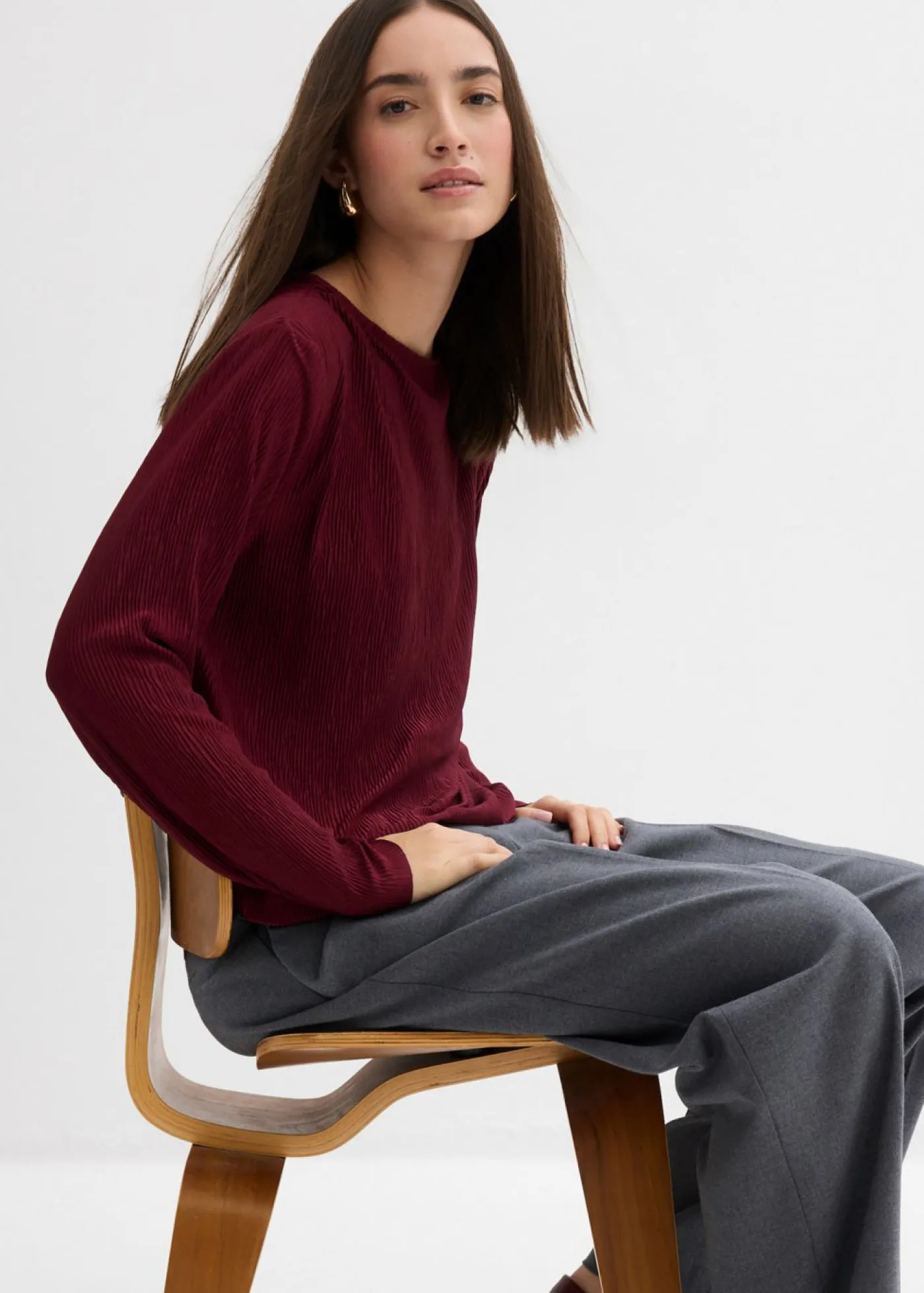 Mujer bonprix bonprix Camiseta de manga larga con efecto estructurado