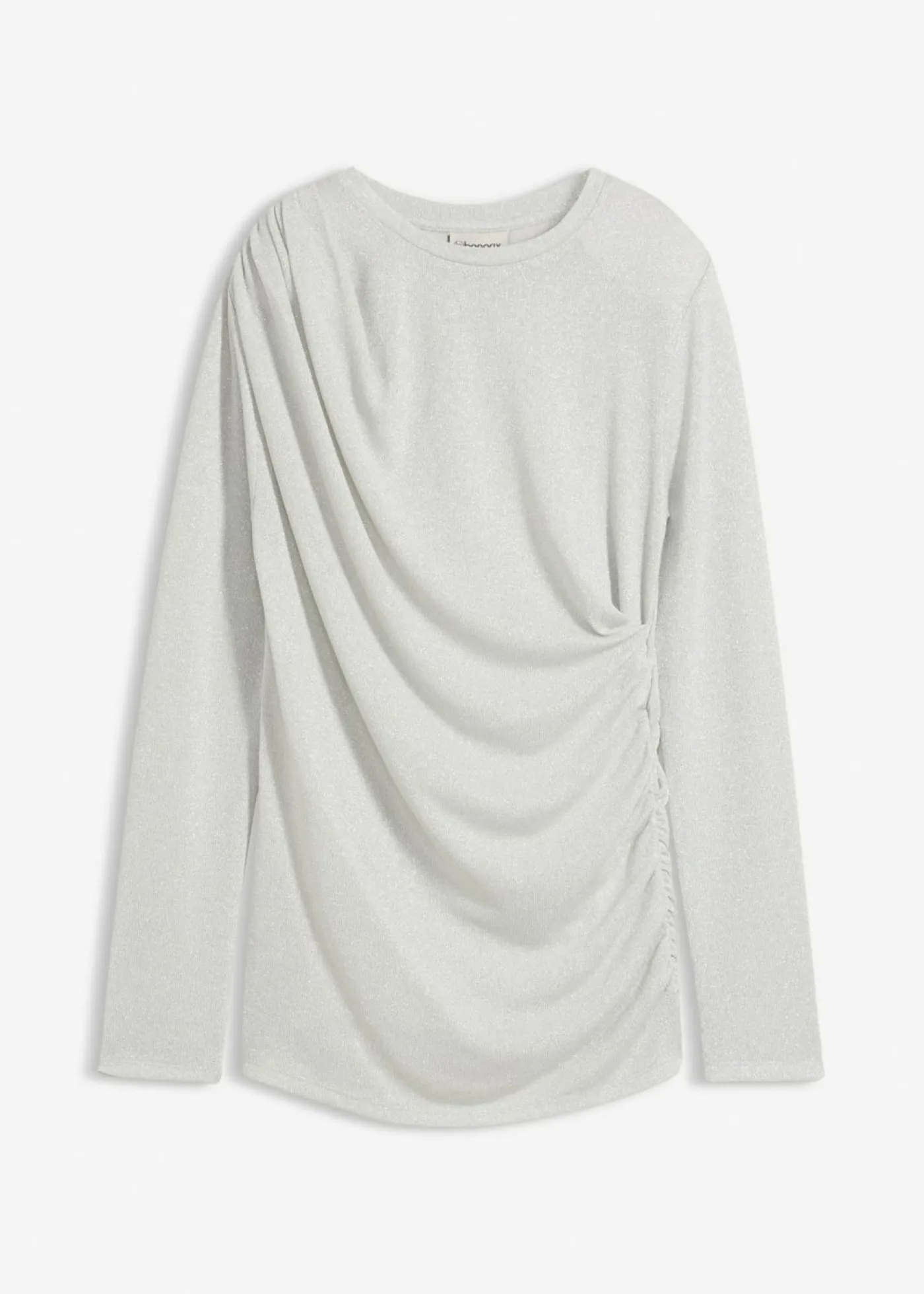 bonprix bonprix Camisetas>Camiseta de manga larga con fruncidos Plata