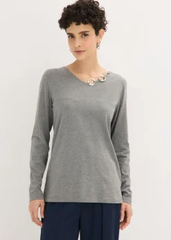 Mujer bonprix bonprix Camiseta de manga larga con ojales