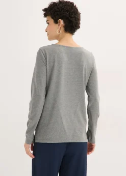 Mujer bonprix bonprix Camiseta de manga larga con ojales